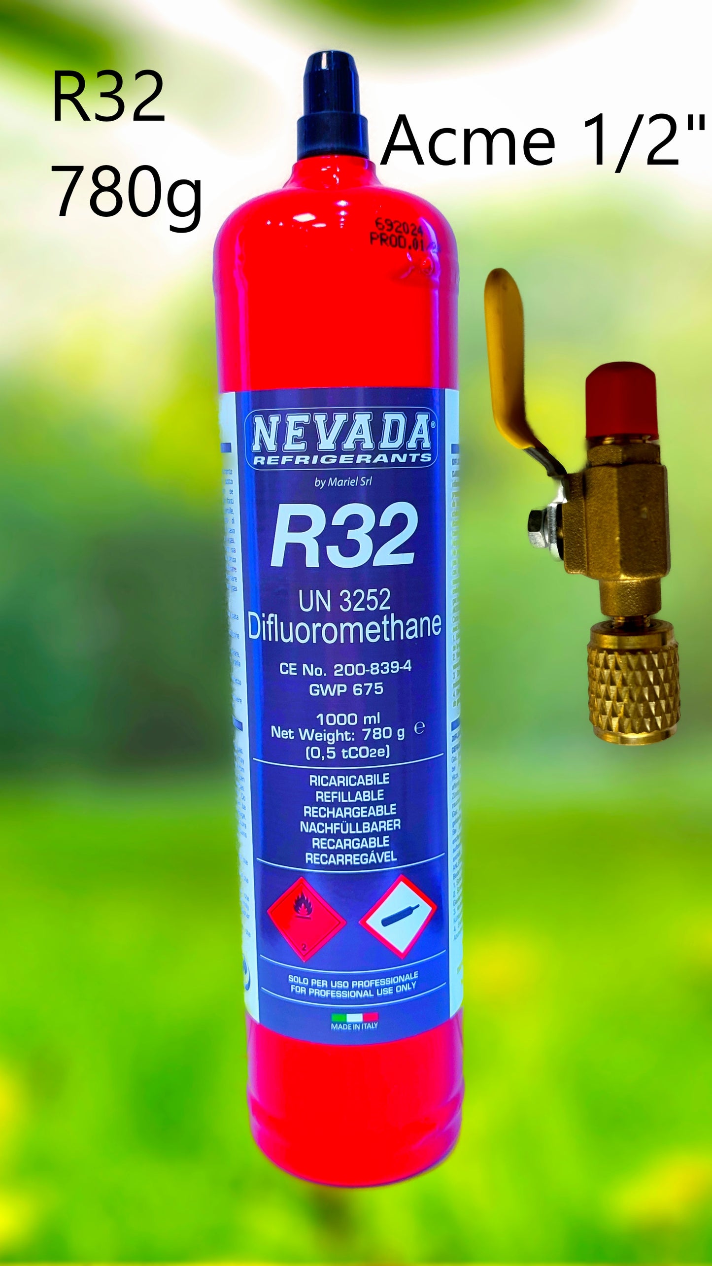 Kältemittel R32 1,0L 780g mit oder ohne Ventil, für Klimaanlage und Wärmepumpe