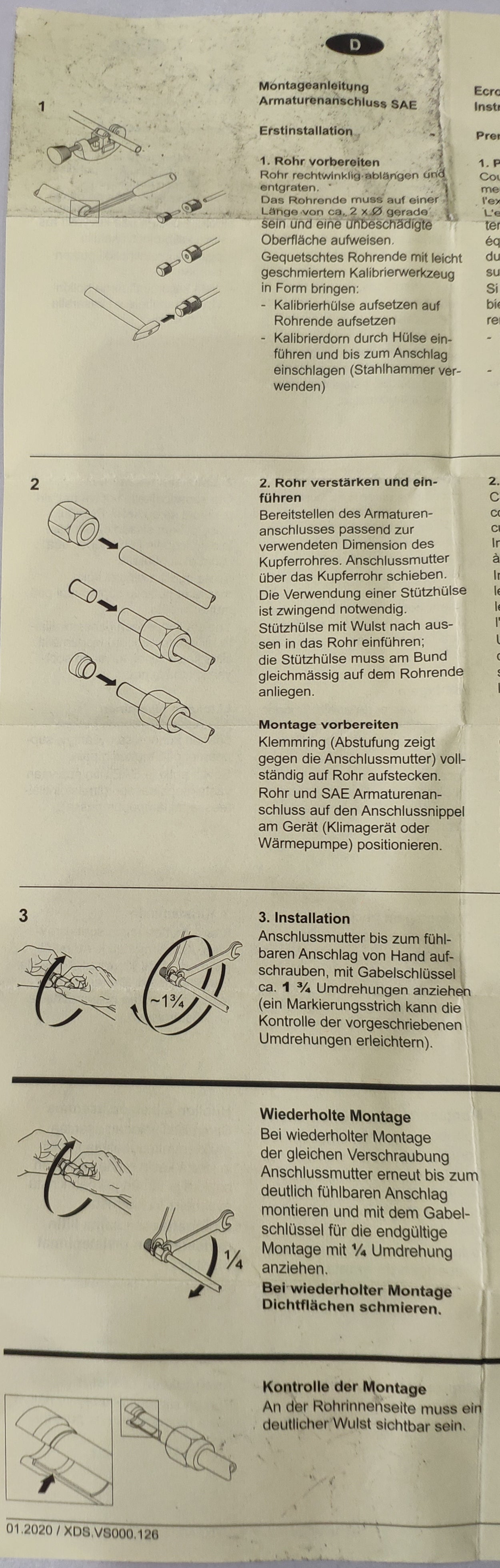 Armacell SAE fittings for refrigerant lines 1/4" + 3/8" + 1/2" for copper pipe, without flaring