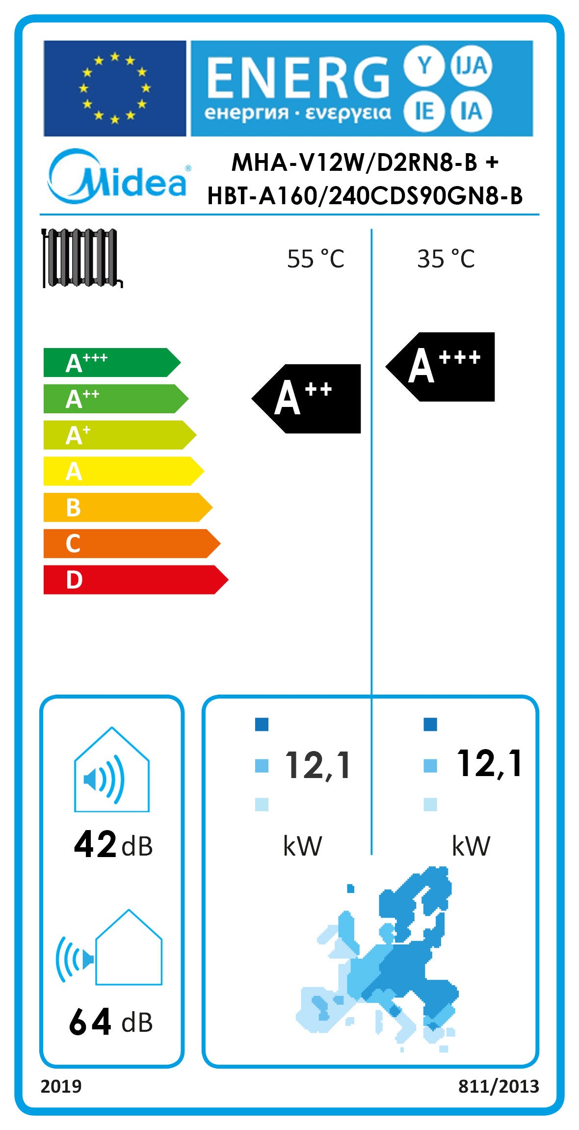 Sonderangebot Midea Thermal Arctic Split Wärmepumpe MHA-V12W/D2RN8-B 12KW Set + Hydromodul mit Speicher 240 Liter HBT-A160/240CDS90GN8-B A+++A++