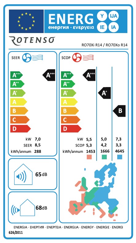 Rotenso Premium Klimaanlage Revio 2,7 kW bis 7 kW Single-Split Wandgeräte-Set Digital Inverter WiFi A+++
