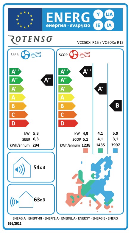 Rotenso Versu Cloth Caramel Air Conditioner 2.6 kW to 5.3 kW Single-Split Wall Unit Set Digital Inverter WiFi A+++