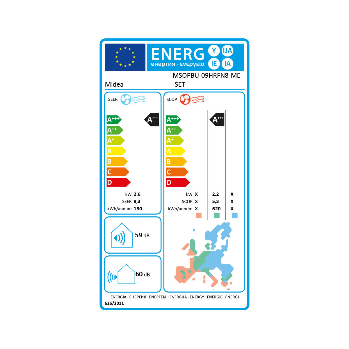 Midea Oasis Plus 2,6 kW Klimaanlage MSOPBU-09HRFN8-ME-Set Split Wandgerät R32 WIFI