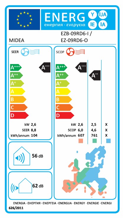 Midea Solstice 09-Set Black 2.6 kW Air Conditioning Set Single-Split Wall Unit R32 WIFI