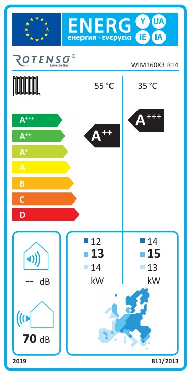 Rotenso Windmi monoblock air-to-water heat pump 16kW WIM160X3 BAFA Wifi A+++, heating and cooling