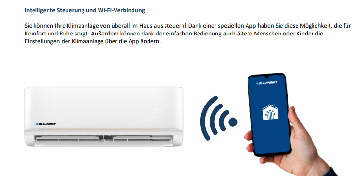 Blaupunkt Premium Air Conditioner AC3.5S1R32 R32 Wifi Split 3.5kW A+++/A+++