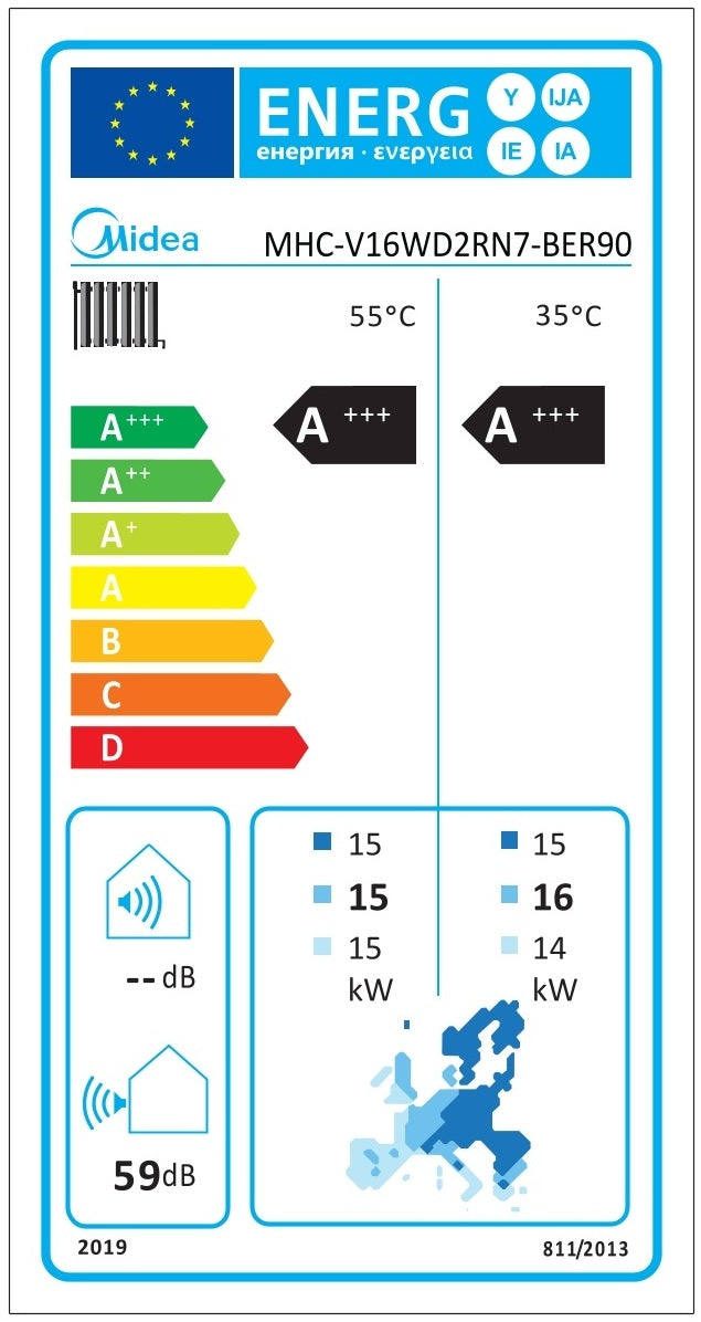 Midea M-Thermal Nature Mono MHC-V16WD2RN7-BER90 Monoblock heat pump 16kW R290