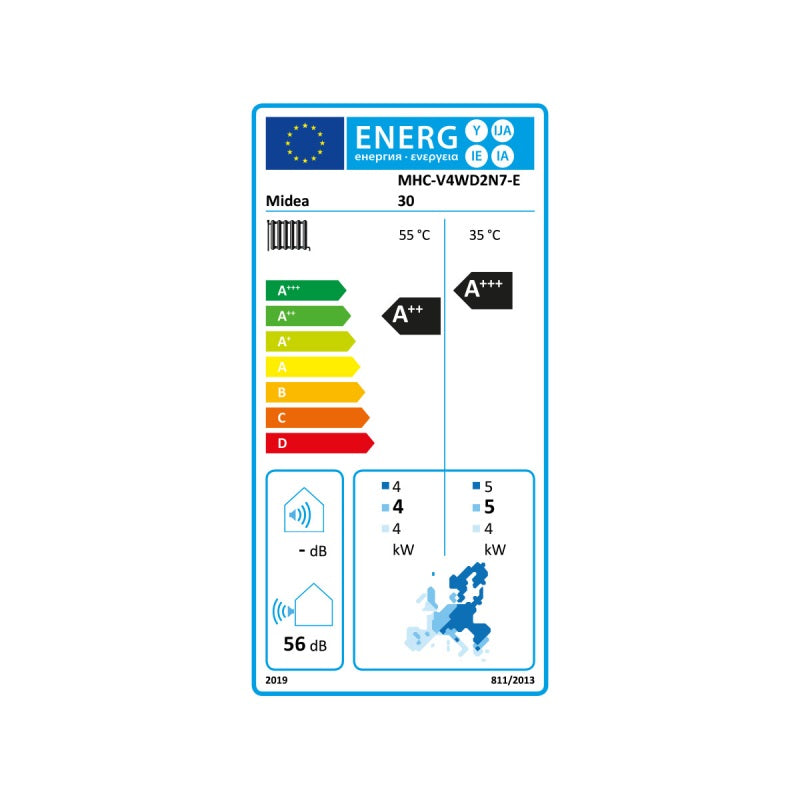 Midea MHC-V4WD2N7-E30 4kW Monoblock Luft Wasser Wärmepumpe R290 1-Ph-230V A+++/A++