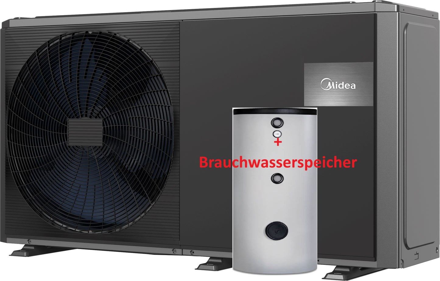 Midea MHC-V14WD2RN7-ER90 14kW monoblock heat pump R290 - buffer tank - domestic hot water tank