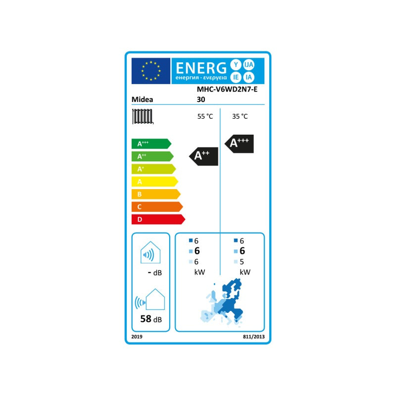 Midea MHC-V6WD2N7-E30 6kW Monoblock Luft Wasser Wärmepumpe R290 1-Ph-230V A+++/A++