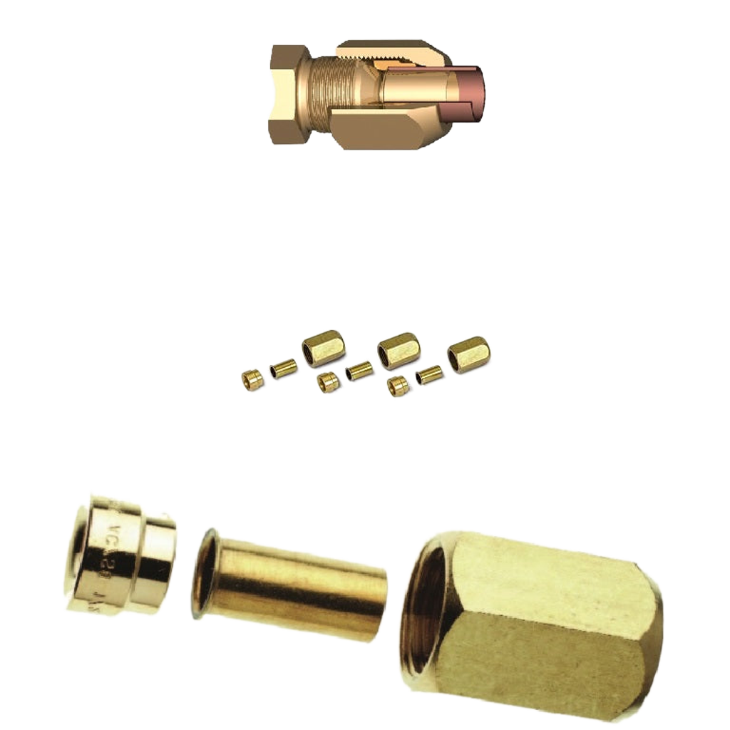 Armacell SAE fittings for refrigerant line set 1/4" + 1/2" copper pipe