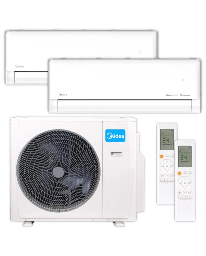 Midea Solstice Set Weiß 2x 2,6 kW Klimaanlage Set Dual-Split Wandgerät R32 WIFI