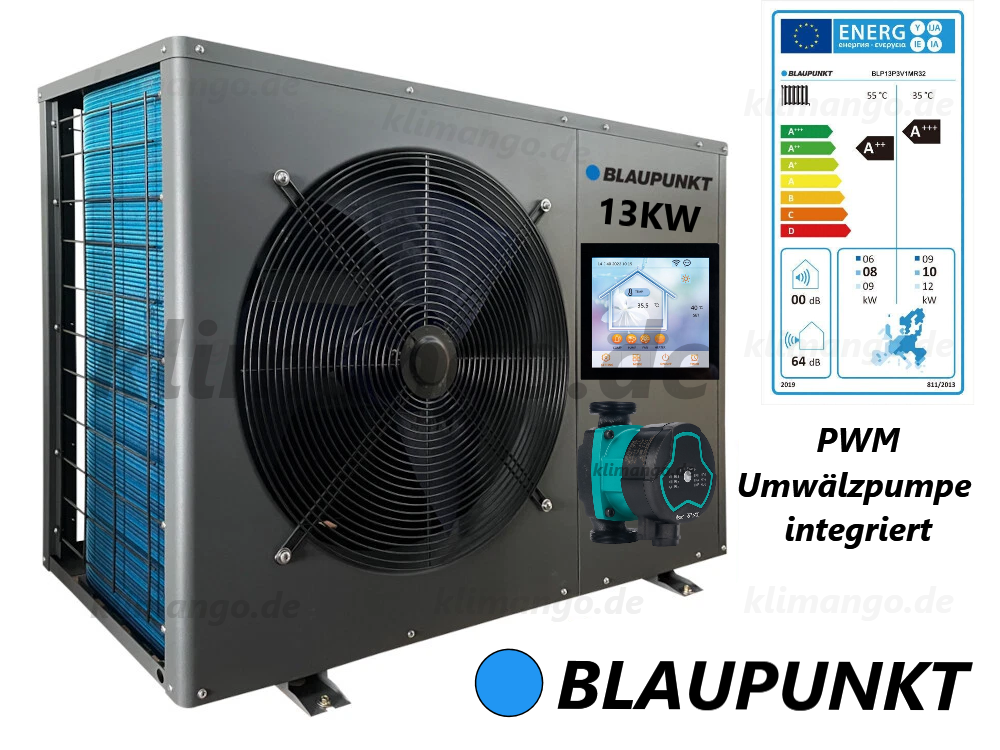 Blaupunkt Monoblock heat pump air/water 13 kW BLP13P3V1MR32 Wifi BAFA heating / cooling A+++