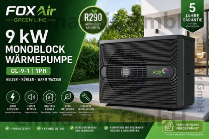 FoxAir Green Line 9 kW Monobloc Heat Pump R290 1PH GL-9-1 | Heating & Cooling | New