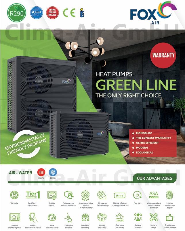FoxAir Green Line 9 kW Monoblock Wärmepumpe R290 1PH GL-9-1 | Heizen ...