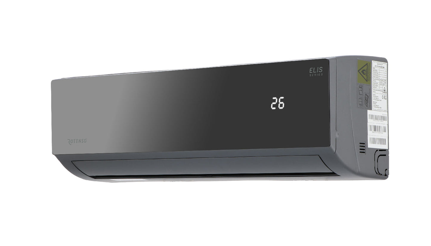 Rotenso Klimaanlage Elis Black 2,6 kW bis 6,8 kW Single-Split Wandgeräte-Set Digital Inverter WiFi A++
