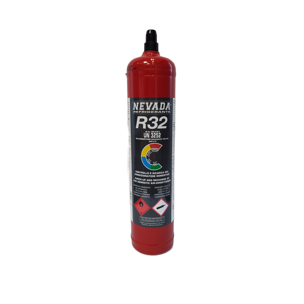 Refrigerant R32 780g with filling hose &amp; pressure gauge, for air conditioning &amp; heat pump