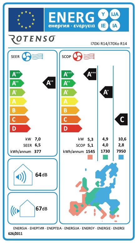 Rotenso Klimaanlage Imoto 2,6 kW bis 7 kW Single-Split Wandgeräte-Set Digital Inverter WiFi A+++