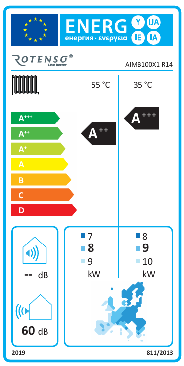 Rotenso Airmi monoblock air-to-water heat pump, 10kW, black, BAFA certified, Wi-Fi rated, A+++ energy efficiency, heating and cooling