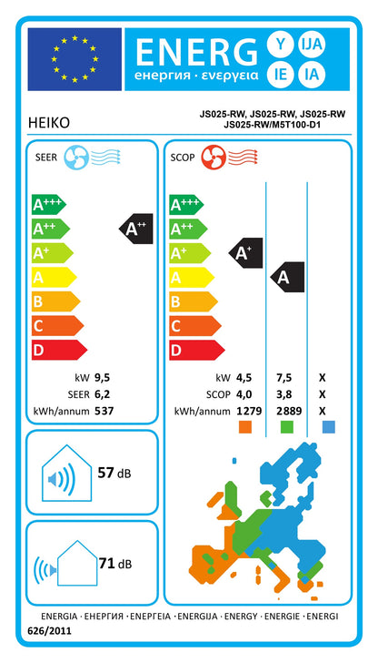 HEIKO ROSA WHITE 4x 2.6 kW Air Conditioner Multi-Split Wall Unit Set WiFi A++