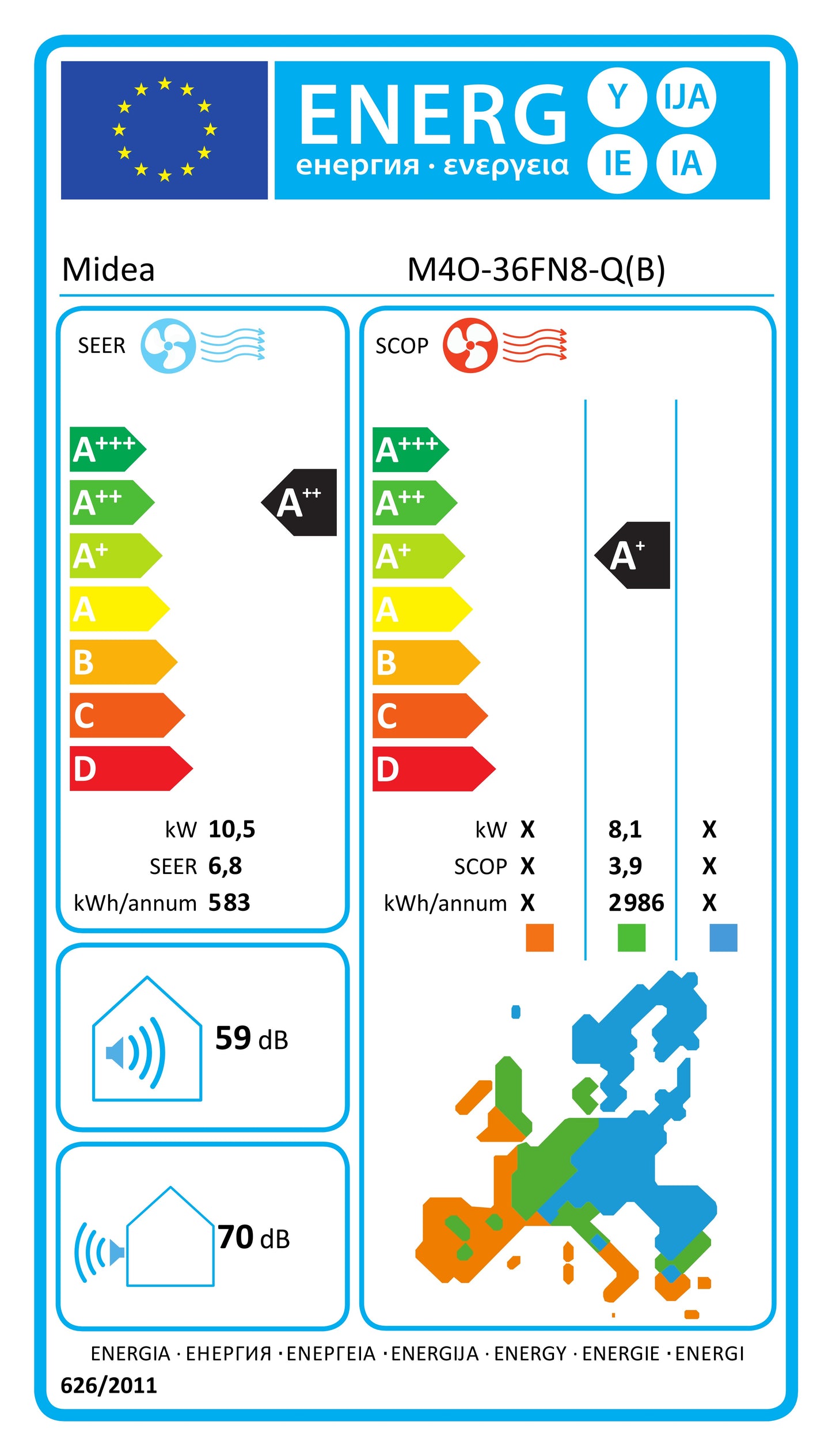 Midea Multisplit Inverter Outdoor Unit M4O-36FN8-Q 10.55 kW for 1-4 Indoor Units
