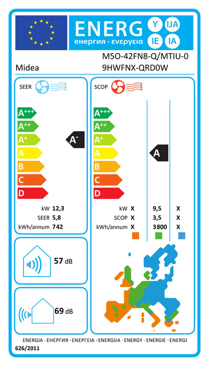 Midea Multisplit Inverter Outdoor Unit M5O-42FN8-Q 12.3 kW for 1-5 Indoor Units