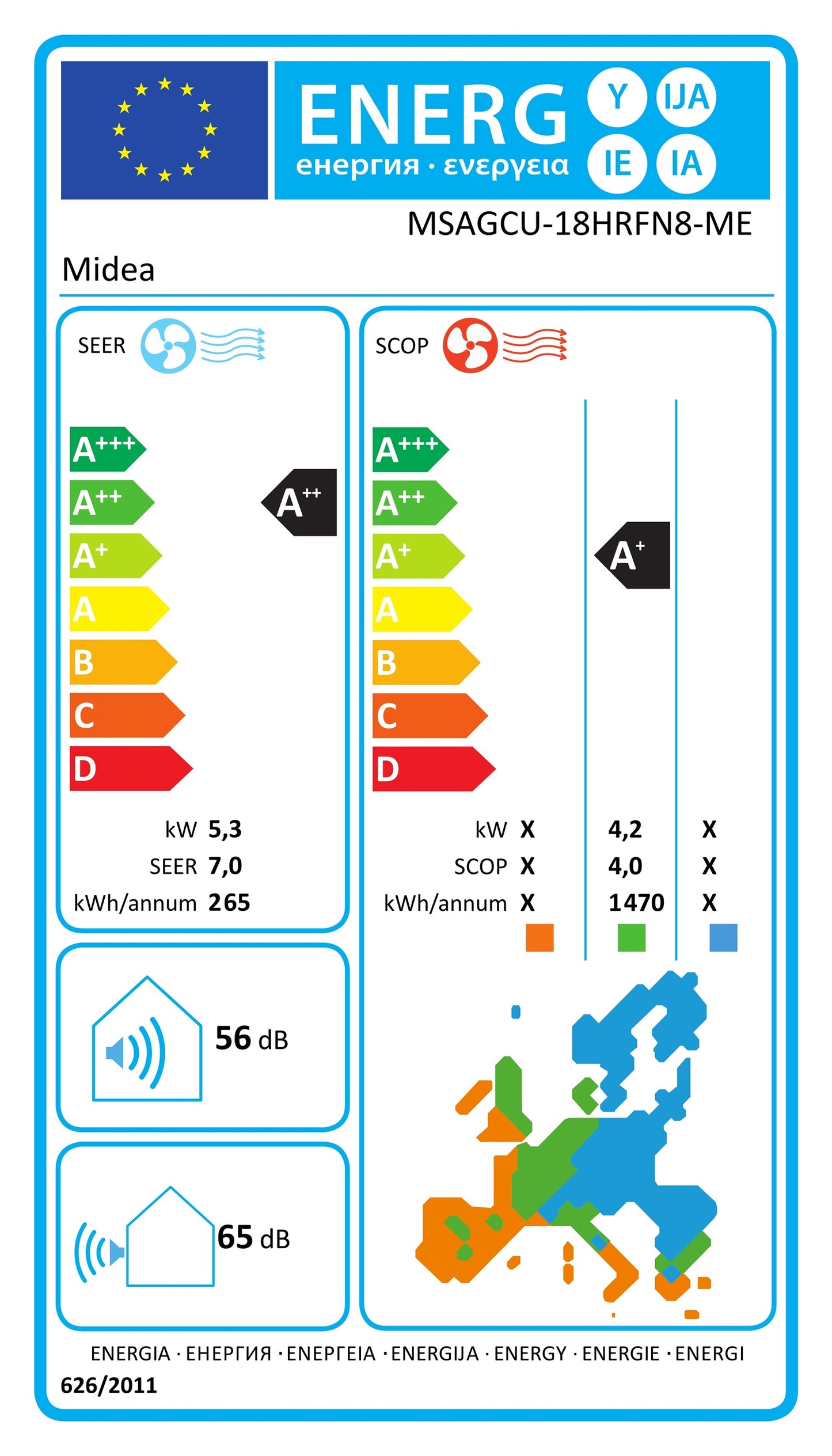 Midea Klimaanlagen Wandgerät Xtreme Save Pro 5,3 kW MSAGCU-18HRFN8-ME WiFi