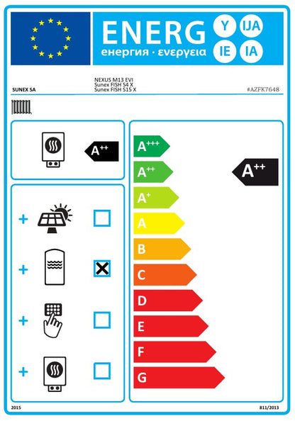 Sunex 13 kW NEXUS M13 EVI Monoblock heat pump set with 300 L hot water tank and 100 L buffer tank 