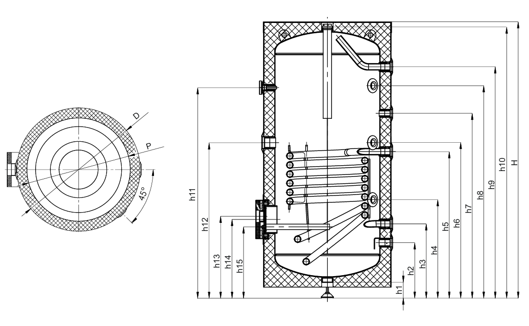 SUNEX Warmwasserspeicher FISH S1 X 200 bis 500 Liter 1x Wärmetauscher