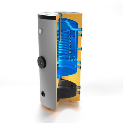 SUNEX FISH S24 210/60 X Combination Storage Tank - 210l Hot Water Storage Tank and 60l Buffer Tank with Heat Exchanger