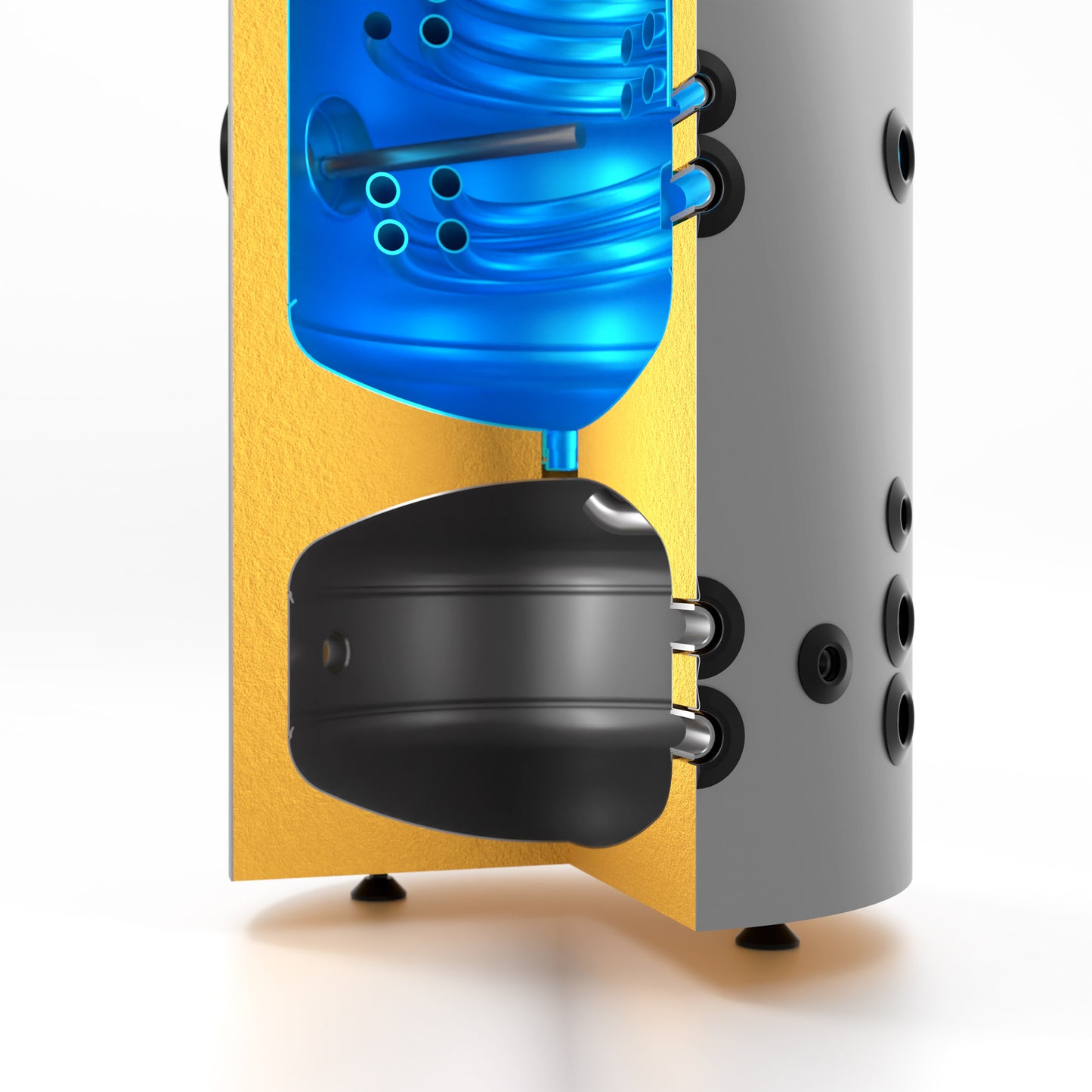 SUNEX FISH S24 210/60 X Combination Storage Tank - 210l Hot Water Storage Tank and 60l Buffer Tank with Heat Exchanger