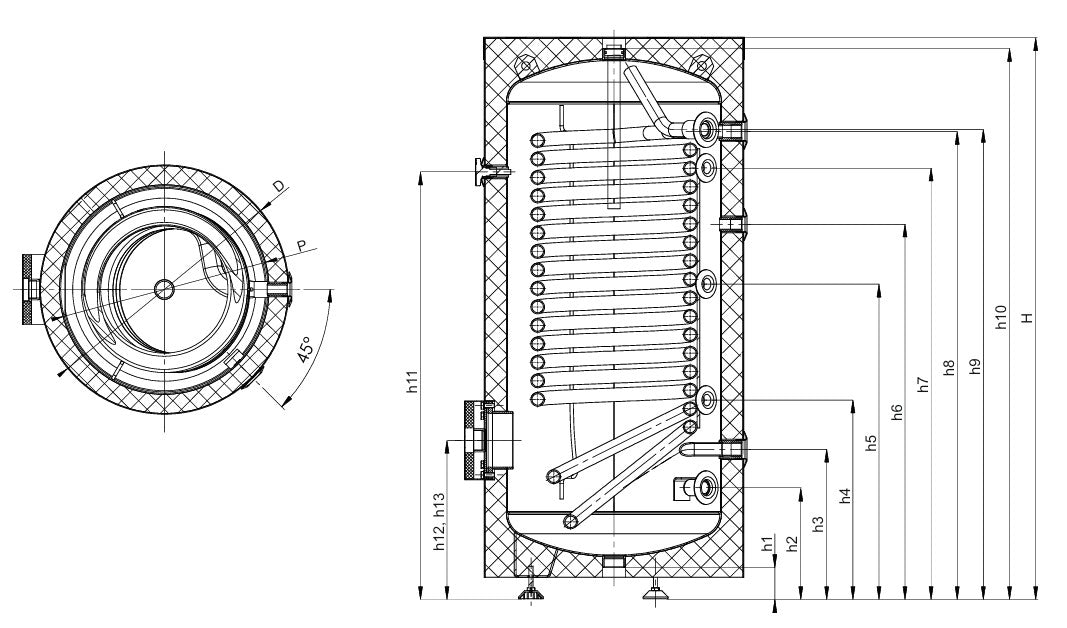 SUNEX Warmwasserspeicher FISH S15 X 200 bis 500 Liter | Hochleistungs Wärmetauscher mit großer Heizfläche