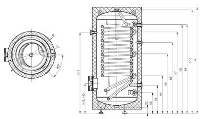 SUNEX Warmwasserspeicher FISH S15 X 200 bis 500 Liter | Hochleistungs Wärmetauscher mit großer Heizfläche