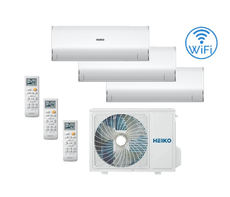 HEIKO ROSA WHITE 3x 2.6 kW Air Conditioner Multi-Split Wall Unit Set WiFi A++