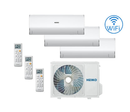 HEIKO ROSA WHITE 3x 2.6 kW Air Conditioner Multi-Split Wall Unit Set WiFi A++