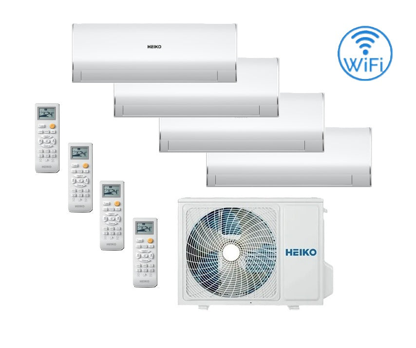 HEIKO ROSA WHITE 4x 2.6 kW Air Conditioner Multi-Split Wall Unit Set WiFi A++