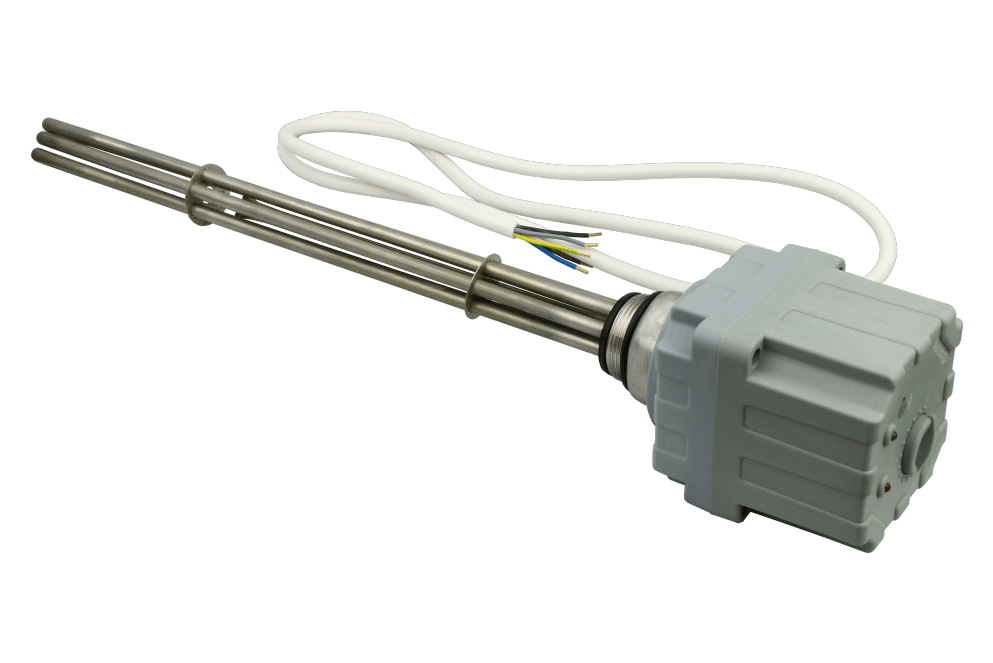 Elektro Heizstab 3 / 4,5 / 6 / 7,5 / 9 / 12 kW GZ 6/4" 3*230V Edelstahl, Heizpatrone mit Thermostat für Puffer- & Wasserspeicher