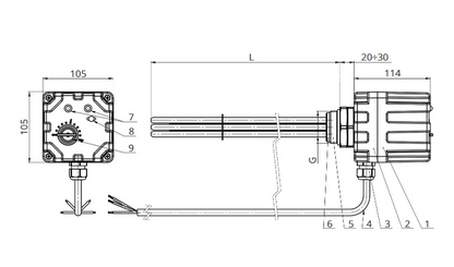 Elektro Heizstab 3 / 4,5 / 6 / 7,5 / 9 / 12 kW GZ 6/4" 3*230V Edelstahl, Heizpatrone mit Thermostat für Puffer- & Wasserspeicher