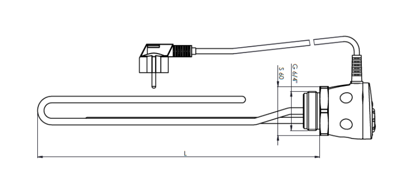 Electric Immersion Heater 2 / 3 kW GZ 6/4" 230V Stainless Steel, Heating Cartridge with Thermostat for Buffer & Water Tanks