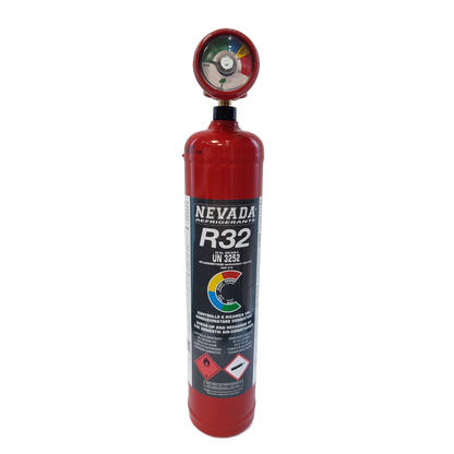 Refrigerant R32 780g with filling hose &amp; pressure gauge, for air conditioning &amp; heat pump