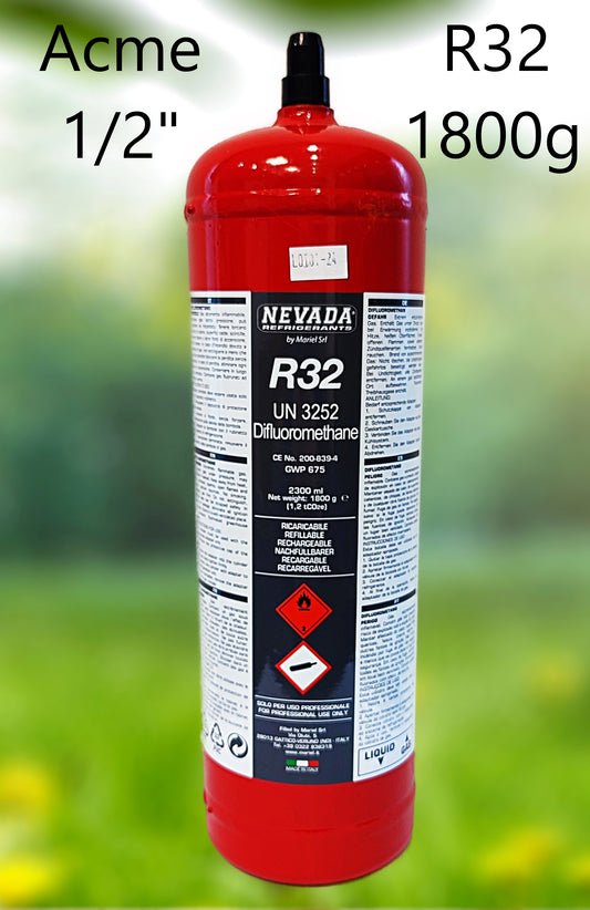 Refrigerant R32 2.5L 1800g with or without valve, for air conditioning and heat pump