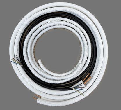 Kältemittelleitung Montage Set 1 - 50m 1/4"+3/8" isoliertes Kupferrohr + Elektrokabel + Schlauch