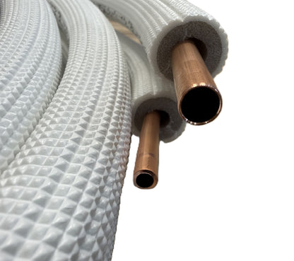 Kältemittelleitung Montage Set 1 - 50m 1/4"+3/8" isoliertes Kupferrohr + Elektrokabel + Schlauch