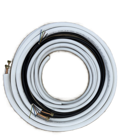 Kältemittelleitung Montage Set 1 - 50m 1/4"+3/8" isoliertes Kupferrohr + Elektrokabel + Schlauch