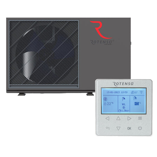 Rotenso Airmi Wärmepumpe Monoblock Luft-Wasser 14KW Black BAFA Wifi A+++, Heizen Kühlen (Midea)