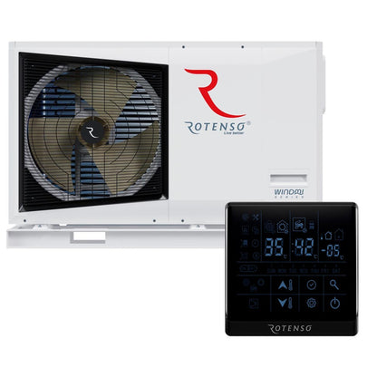 Rotenso Windmi Wärmepumpe Monoblock Luft-Wasser 8KW Black BAFA Wifi A+++, Heizen Kühlen