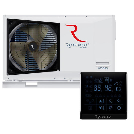 Rotenso Windmi Wärmepumpe Monoblock Luft-Wasser 10KW Black BAFA Wifi A+++, Heizen Kühlen