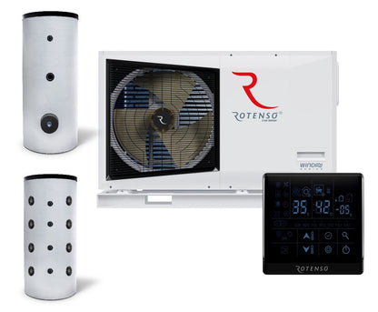 Rotenso Windmi monoblock air-to-water heat pump 10kW WIM100X1 BAFA - buffer tank - domestic hot water tank