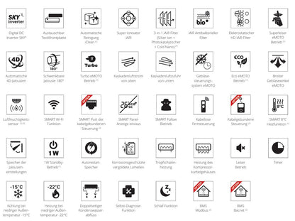 Rotenso Versu Cloth Stone air conditioner, 2.6 kW to 5.3 kW, single-split wall unit set, digital inverter, WiFi, A+++