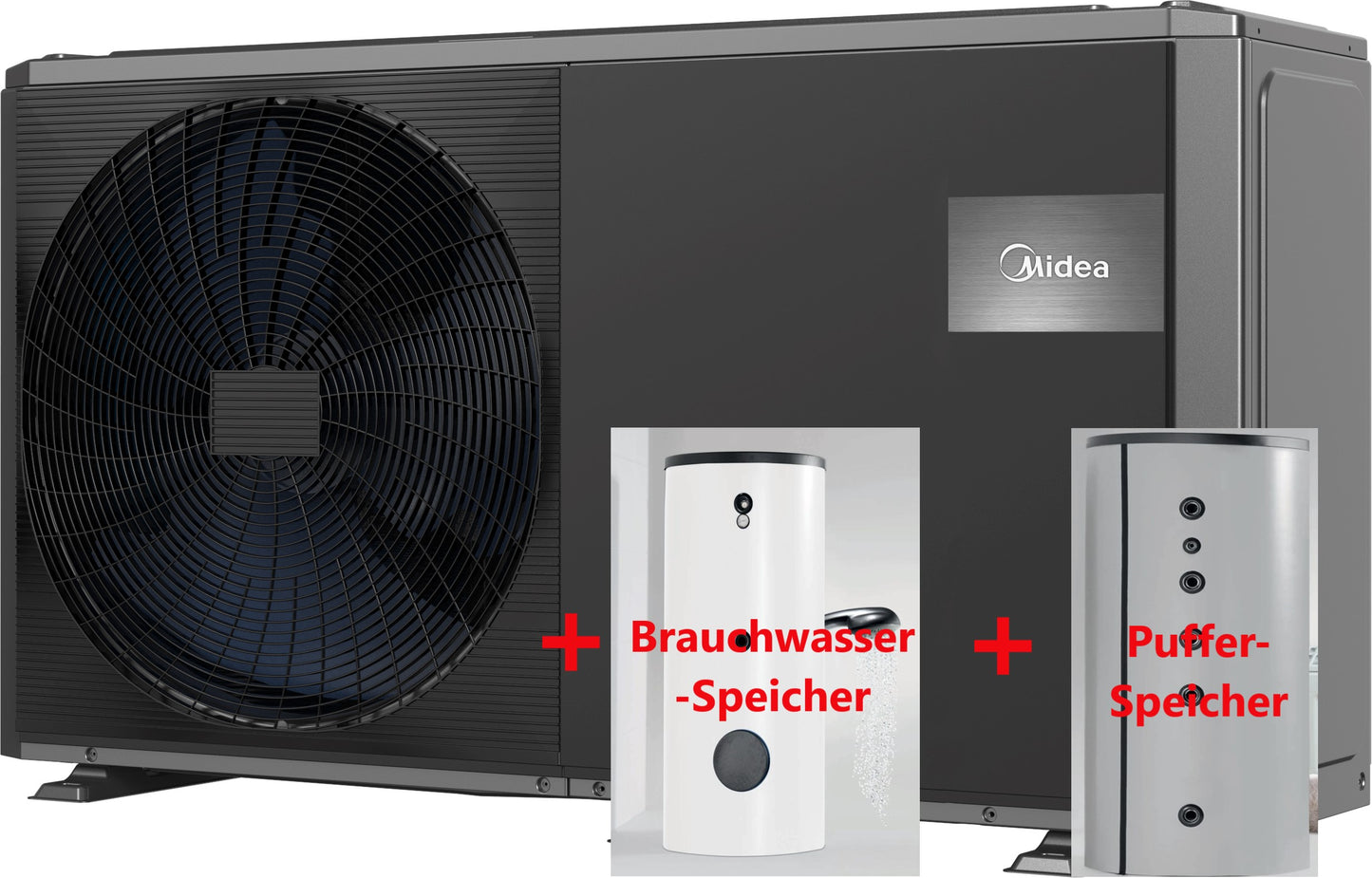 Midea MHC-V10WD2N7-E30 10kW monoblock heat pump R290 - buffer tank - domestic hot water tank