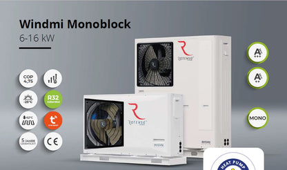Rotenso Windmi Wärmepumpe Monoblock Luft-Wasser 14KW WIM140X3 BAFA - Pufferspeicher - Brauchwasserspeicher